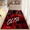 Soccer Star Area Rug, Michael Olise Bayern 17 Red Celebration Collage Signature Print, Football Fan Decor, Non-Slip Mat