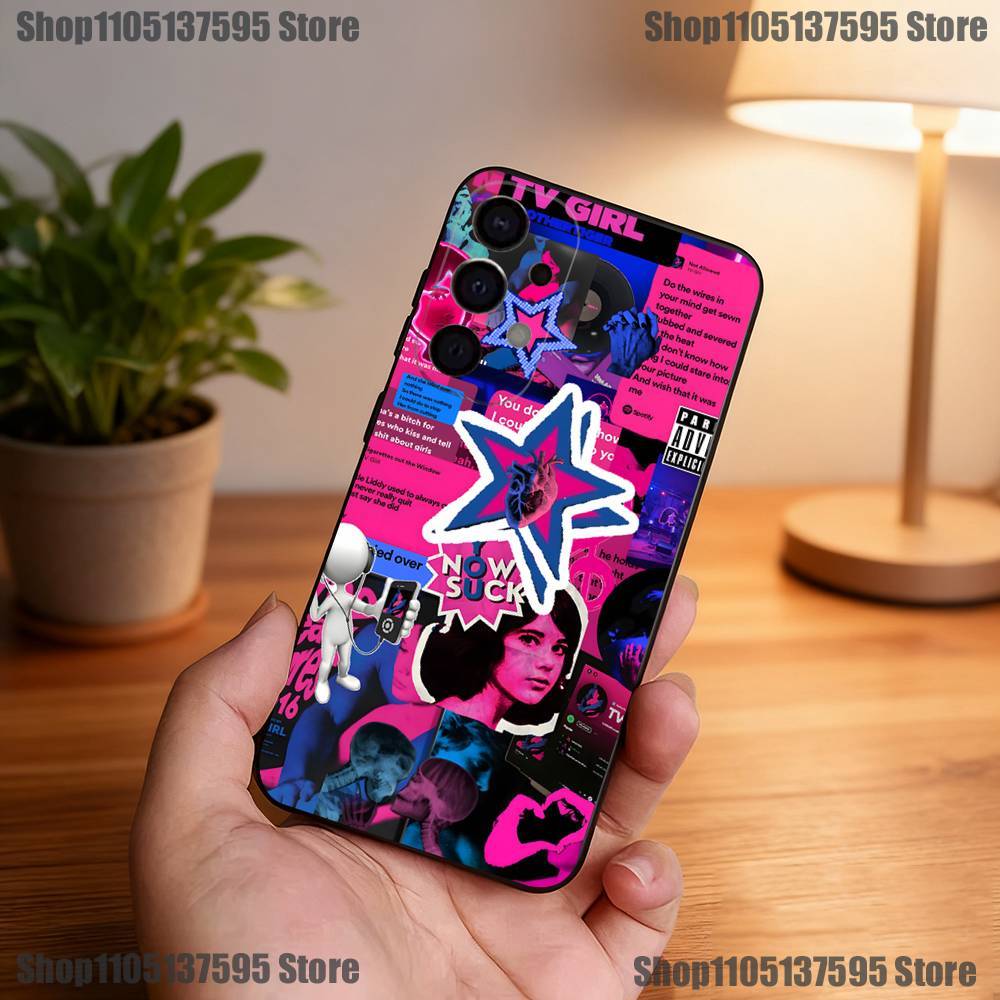 Чехол для телефона T-TV Girl Band для Samsung S25, S24, S21, S22, S23, S30, Ultra, S20, Plus, Fe, Lite, 5G Черный