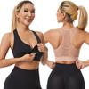 Plus Size Front Zip Mesh Cutout Wirefree Yoga Sports Bra for Women