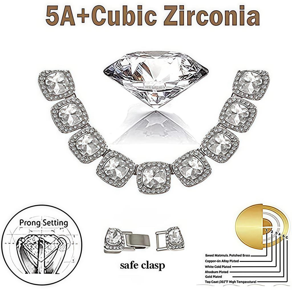 Квадратная теннисная цепочка со льдом 12 мм, микро-паве, кубический циркон, 1 ряд, кубинское ожерелье с бриллиантами, браслет, ювелирные изделия в стиле хип-хоп для мужчин и женщин