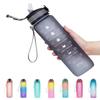 1L Sports Water Bottle With Straw Time Marker Gradient Color Motivational Bottle Leakproof Outdoor Student Drinking Water Cup