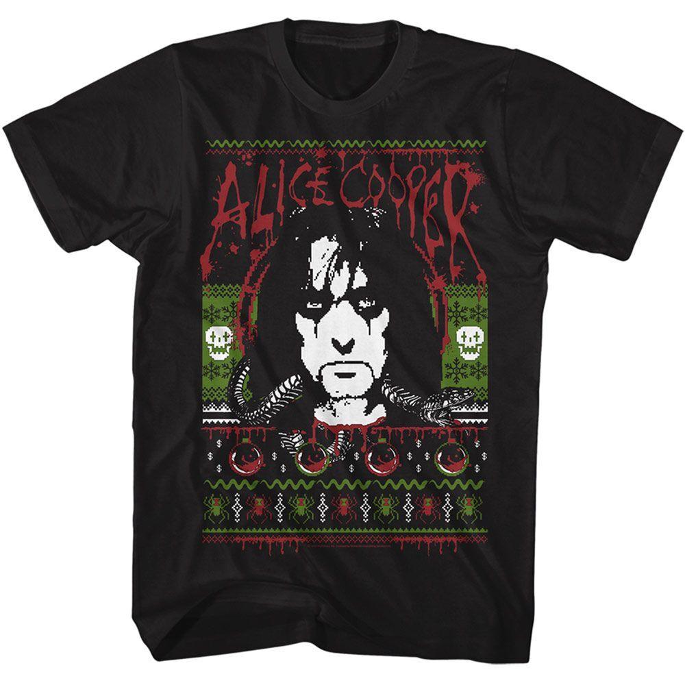 Alice Cooper Christmas Black T-Shirt Mens Womens Tees Top