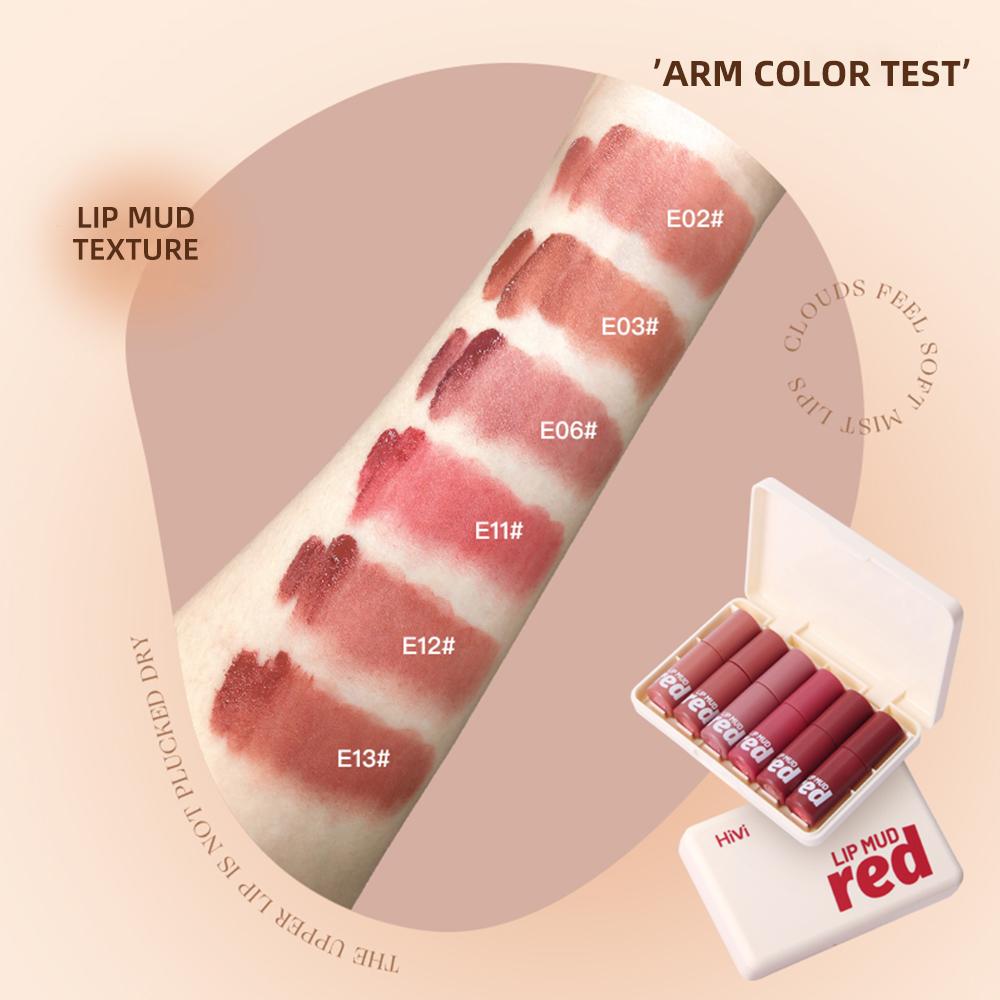 Velvet Mist Matte Lip Tint & Cheek Mud Dual-use Lip Clay Lightweight Soft Lip Mud High Pigmented Long Lasting Lipstick Set Box