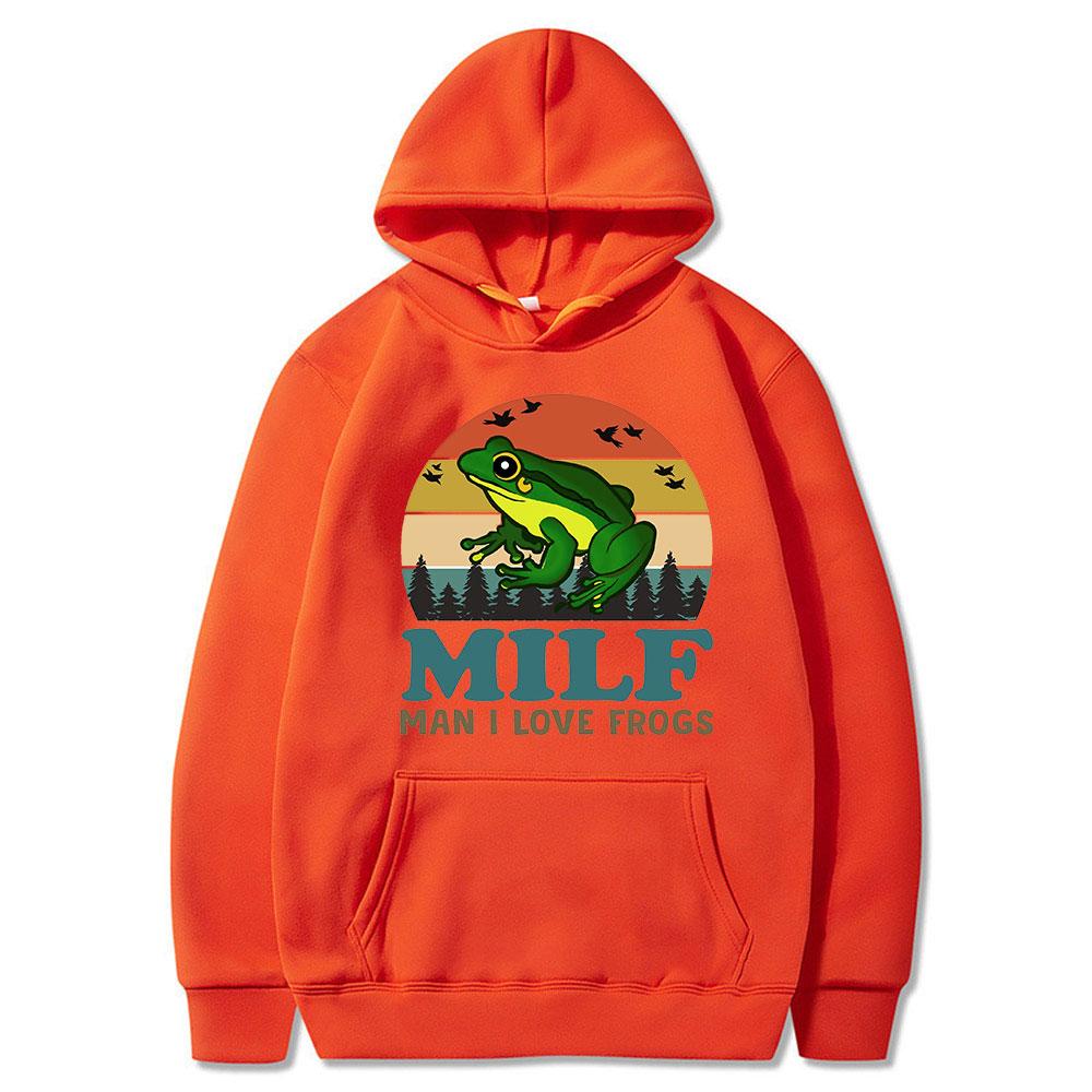 Винтажная толстовка с капюшоном для мужчин-милф «Я люблю лягушек», забавная поговорка «лягушка-амфибия», толстовка унисекс с длинными рукавами, одежда унисекс для подростков