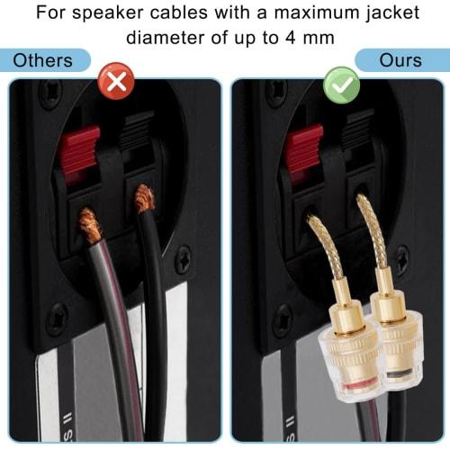 Xiatiaosann 4-компонентный гибкий штекер-банан на 4 мм гнездо-банан, адаптер-разъем для динамиков и аудиооборудования с пружинными клеммами для усилителей и аудиооборуд
