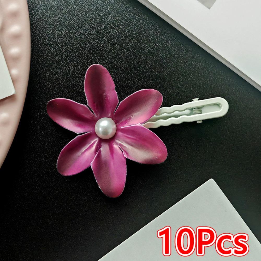 10Pcs Orchid Orchid Hair Clip with Pearl Embellishments Floral Hair Clip Beach Vacation Photography