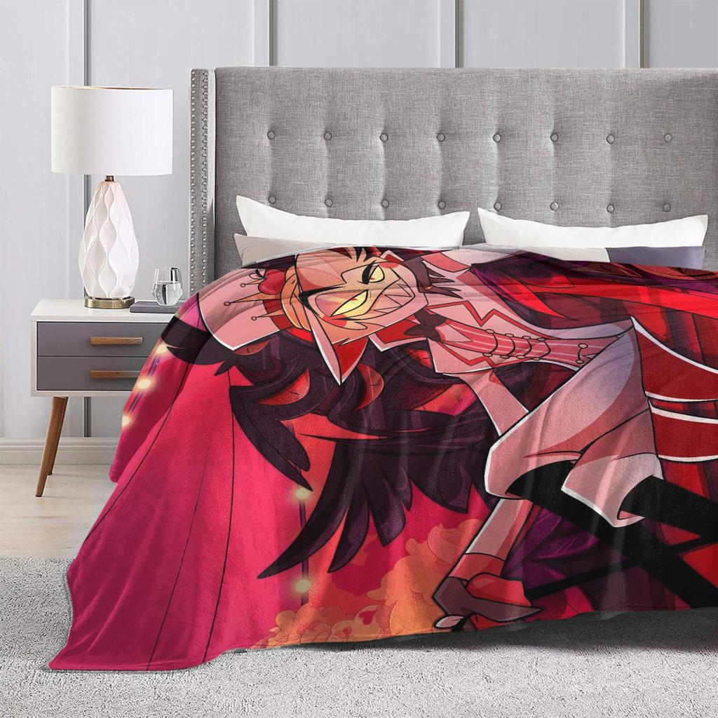 Cartoon Hazbins Hotels Lucifer Blanket Flannel Spring Autumn Breathable Super Soft Throw Blankets for Home Bedroom Bedspread