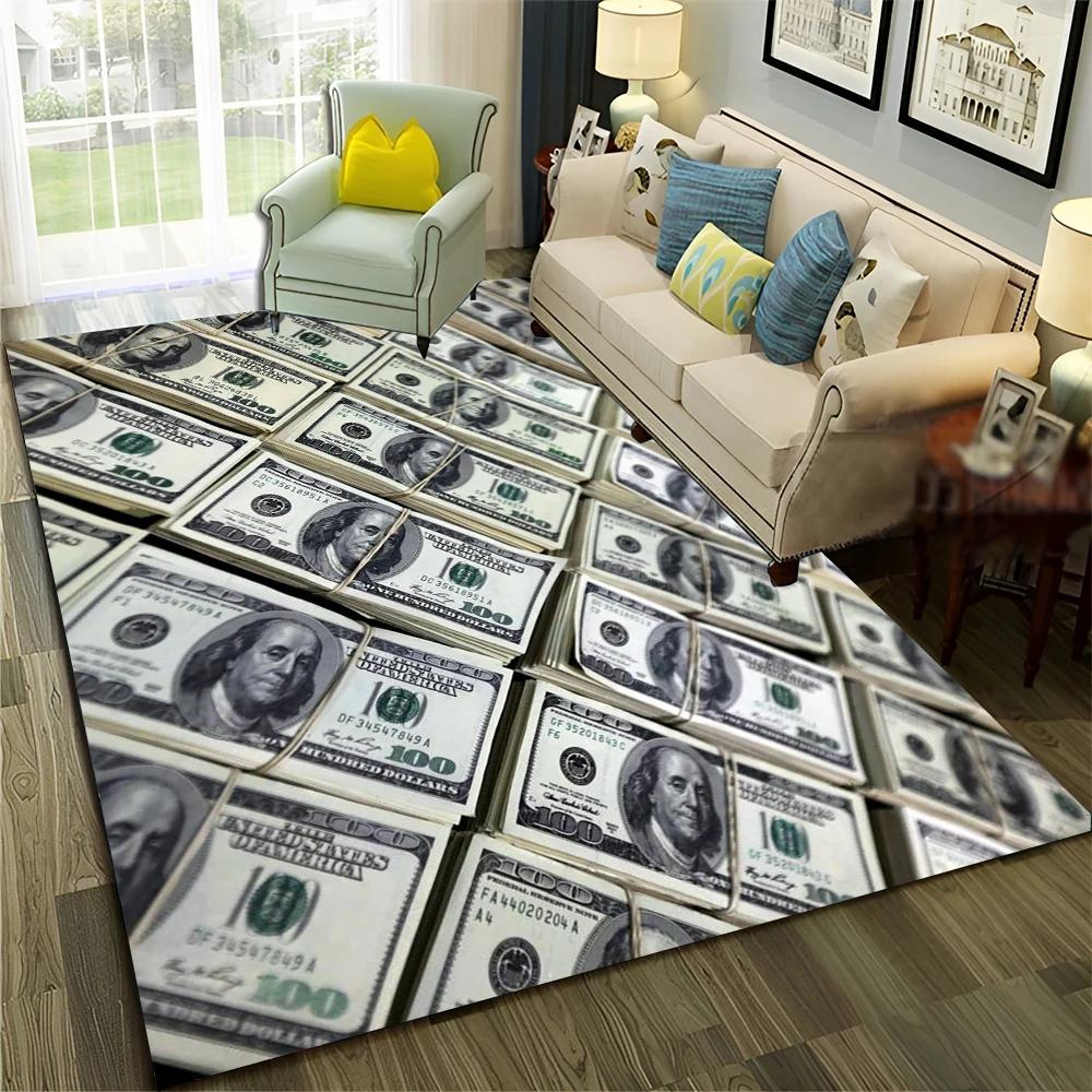 Богатый узор из евродолларов 3D Ковер для дома Гостиная Спальня Диван Придверный коврик Декор, Детский коврик Нескользящий напольный коврик