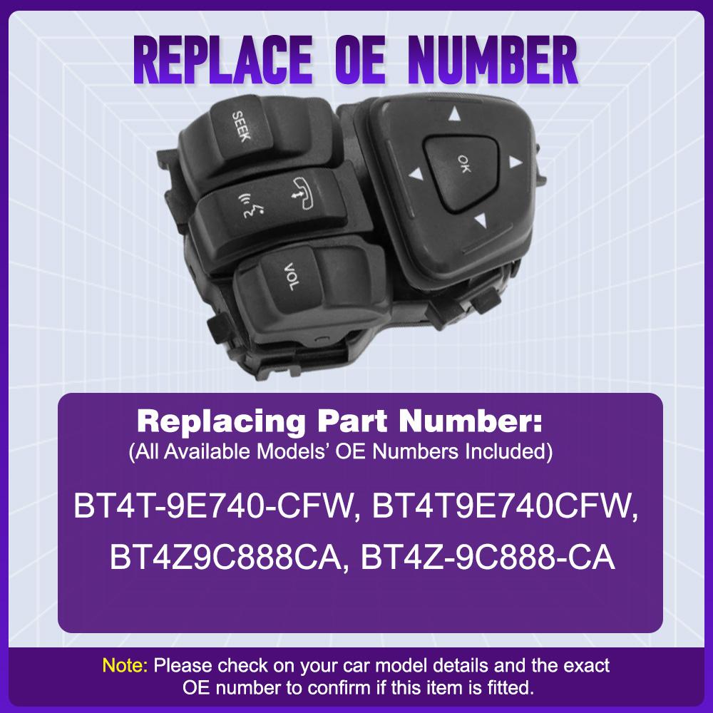 For Ford Edge Explorer Flex Cruise Control Switch Multifunction Steering Wheel Button Audio Cruise Control BT4T9E740AFW