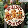2D Flat Aluminum "Holiday Baking" Decorative Signs and Plaques, Available In Various Sizes. Gingerbread Man Pattern Metal Wall Decorations Suitable