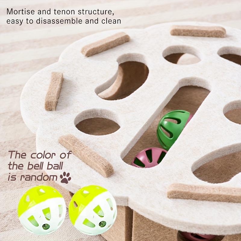 Felt Cat Toy Maze Box Interactive Puzzle Game With 2 Balls For Indoor Cats Hunting Exercise Self Play Scratch Resistant Fun