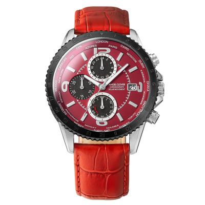 Mondo Solar Solar Chronograph сапфировое стекло красный циферблат красный [Angel Clover] мужские NMOS44SBRE-RE