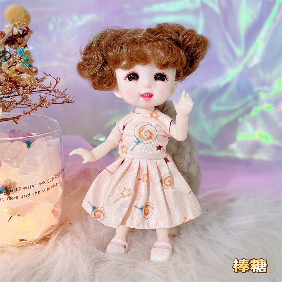 16 см 3D Комиксные Глаза Девочка Принцесса BABI Кукла Игрушки 1/8 BJD Суставы Подвижные Красивая Одежда Белая Кожа Детские Игрушки для Переодевания Подарки
