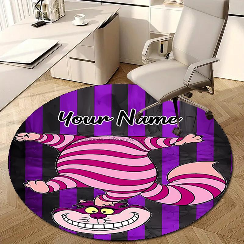 Personalized Cheshire cat Round Chair Office Rug - Perfect for Mat, Office Chair & More - Ideal Gift for Birthdays and Holidays