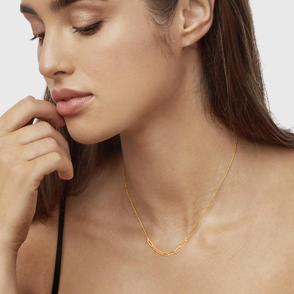 Ожерелье с цепочкой из стерлингового серебра 925 пробы с позолотой 14 карат для женщин-подростков