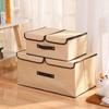 Товары для дома Коробка для хранения с двойной крышкой, Тканевая хлопково-льняная коробка для сортировки игрушек и одежды, Складная коробка для хранения с крышкой для хранения