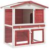 Rabbit Hutch with 3 Doors Red Wood