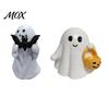 White Ghost Halloween Props Figurine, Cute Resin Statue, Creative Holding Small Figurine Statue Bat/Drink Tabletop Ornament for Home Party,