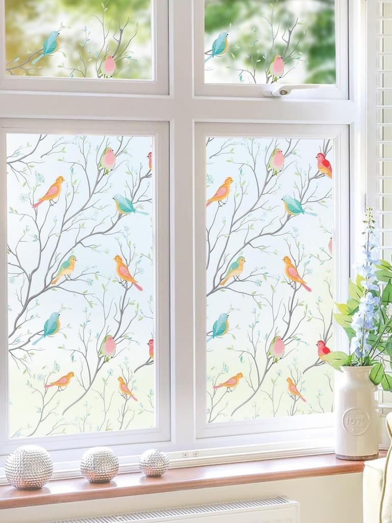 Матовая оконная пленка, статическое прилипание - УФ/тепло блокирующее покрытие для конфиденциальности для дома, ванной, офиса, стеклянных дверей