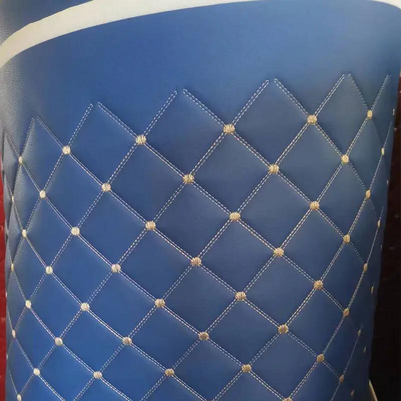 Thick Sponge Quilted Faux Leather Fabric Embroidered Car Interior Material Craft Upholstery Fabric Diamond Argyle Sewing New