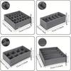 4pcs Foldable Drawer Organizer Set, Closet Storage System for Bras, Socks, and Ties, Gray RUS04GY, Polyester Material