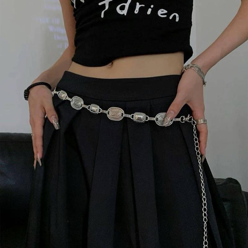 Retro Bohemian Ethnic Women Metal Waist Chain Accessories Decorative Carved Chain Belt Adjustable Waistband