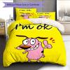 Courage the Cowardly Dog Pattern Bedding Home Decoration Birthday Gift ( 1 duvet cover + 2 pillowcase, without core),fan merchandise.