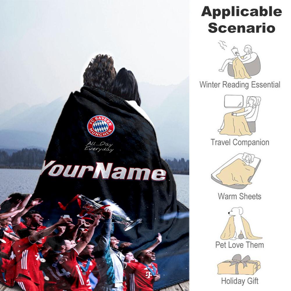 Bayern Munich Personalized Text Blanket Lightweight Customizable Blanket Ultra-Soft Suitable for Couch Seaside Chair Living Room for All Occasions