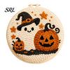 Relaxing Handiwork for Fall Nights Halloween Punch Needle Kit, Pumpkin Ghost Craft Kit with Beginner Friendly Embroidery Hoop, Easy Art Project