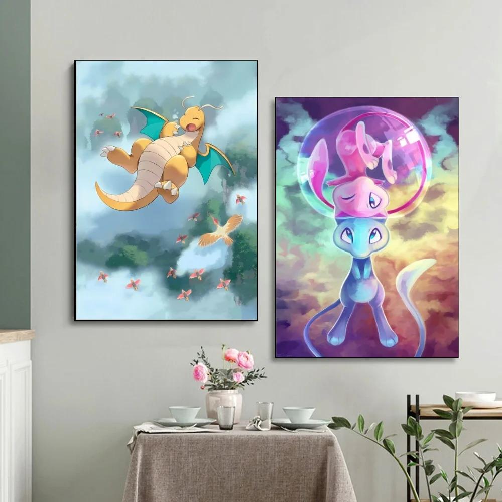 Eeveelutions Decorative Painting Cute Eevee and With Floral Elements High  Quality Wall Art for Home Decor Classic