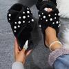 Женские тапочки Cross Fur Pearl — удобная обувь на плоской подошве для дома на осень и зиму