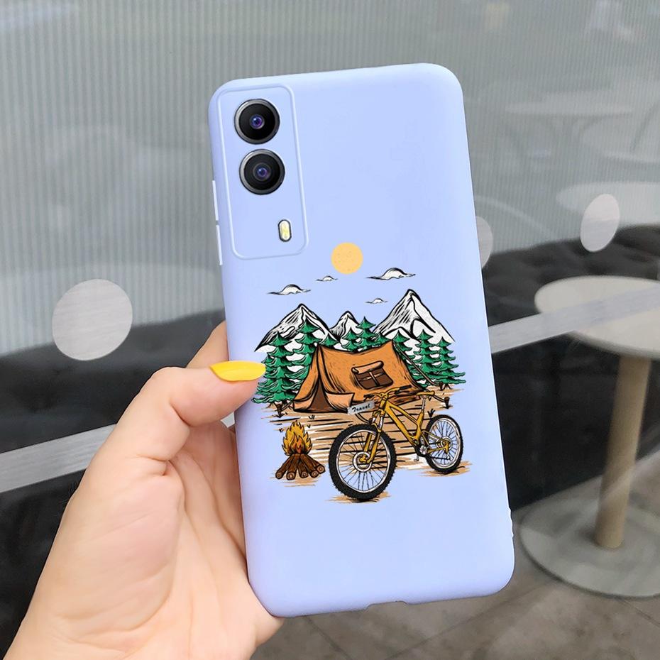 For Vivo Y53S 5G Case Vivo Y72 5G V2041 Phone Cover Silicone Cactus Soft Funda For Vivo Y52 Y 53s Y72 5G Sunflower TPU Bumper