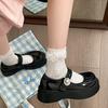 Модная платформа Толстый каблук Женские туфли Мэри Джейн Модные туфли с мелким круглым носком Повседневный уличный стиль Одинарные туфли Черные лоферы