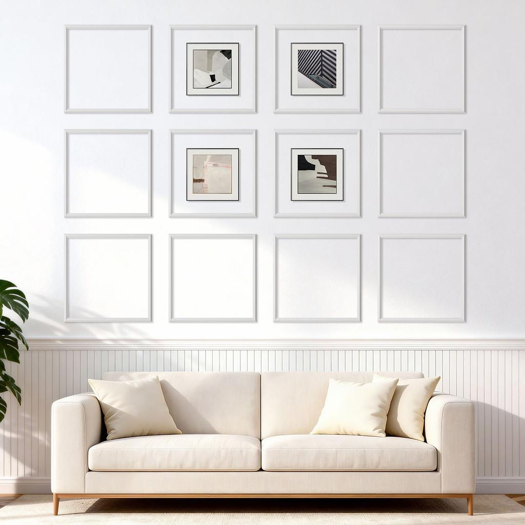 VEVOR Wall Molding 12 Pack, 51 x 51 cm Wainscoting Panels Kit, Lightweight Paintable Polystyrene, Easy to Install