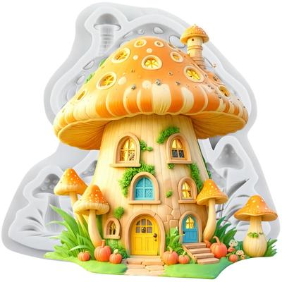 Силиконовые формы «Грибной домик», форма для мастики «Домик», инструменты для украшения торта, топпер для кекса, для шоколадных конфет, для мастики, для полимерной глины