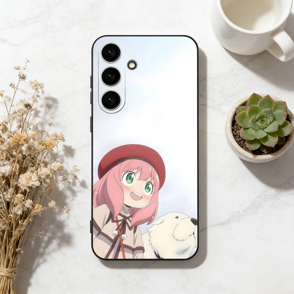 C-Cute Anya Chibi Style Phone Case For Samsung Galaxy A73,A72,A71,A70,A53,A52,A51,Soft Black Shell