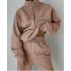 S-XXL женский утолщенный модный повседневный костюм, свитер на молнии, брюки, комплект из двух предметов