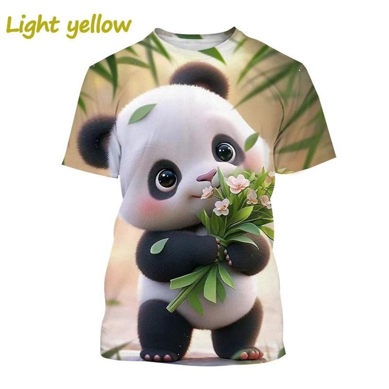 Летние футболки унисекс с круглым вырезом и 3D принтом мультяшного животного панды, модные повседневные футболки с коротким рукавом для мужчин и женщин