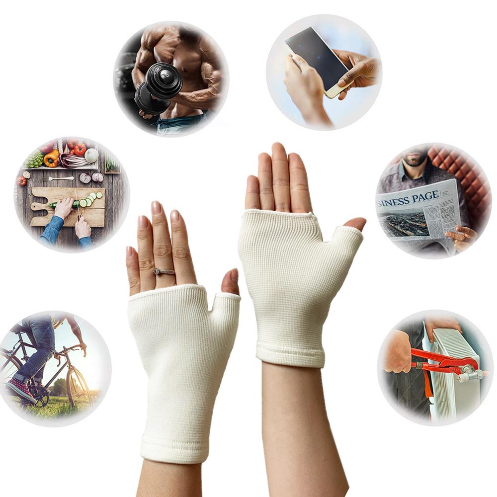 Supports Arthritis Brace Support Latex Fingerless Gloves Wrist Guard Gloves Writting Mitten Elastic