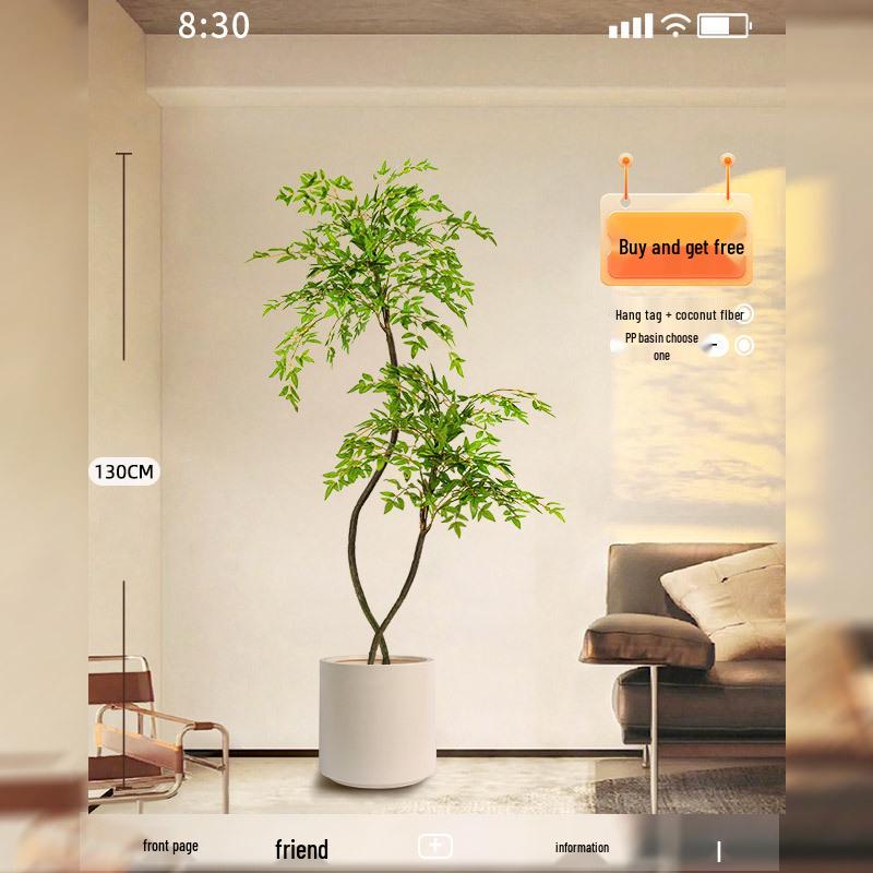 Нандина Роскошное Искусственное Дерево - Напольное Украшение для Помещений и Бионическое Зеленое Растение в Горшке