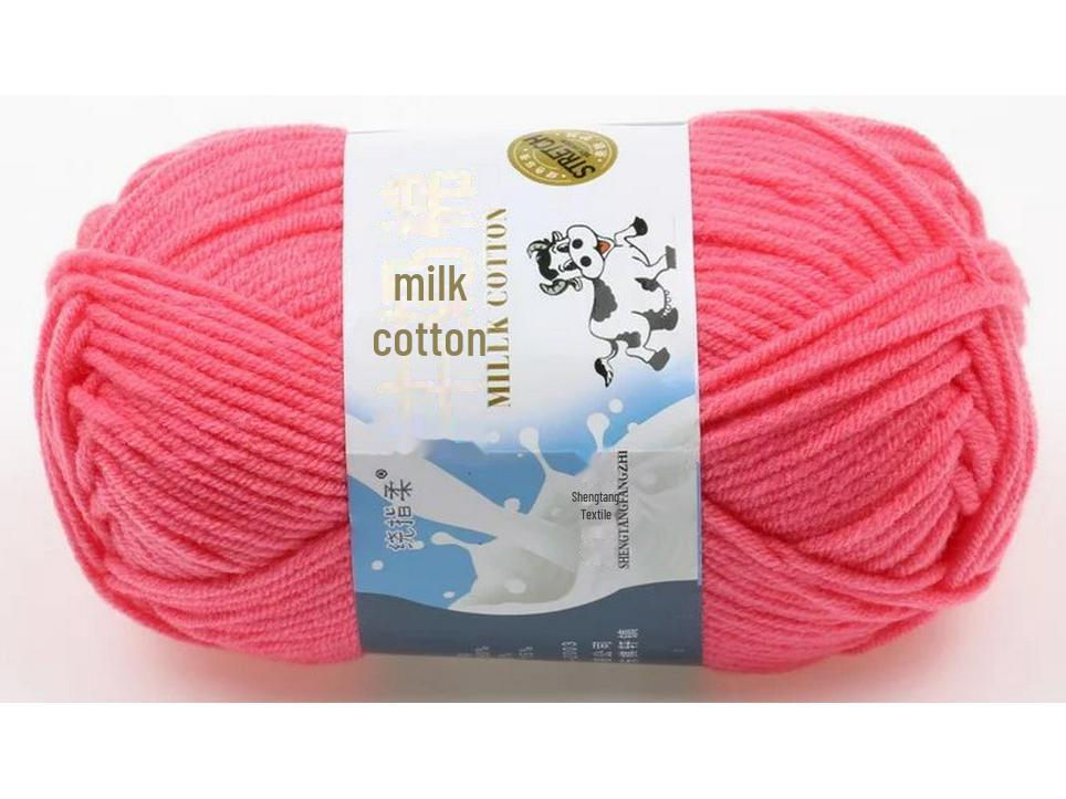 Комплект из 5 нитей детской шерстяной шапки и шарфа из молочной хлопковой пряжи средней толщины, ручная работа