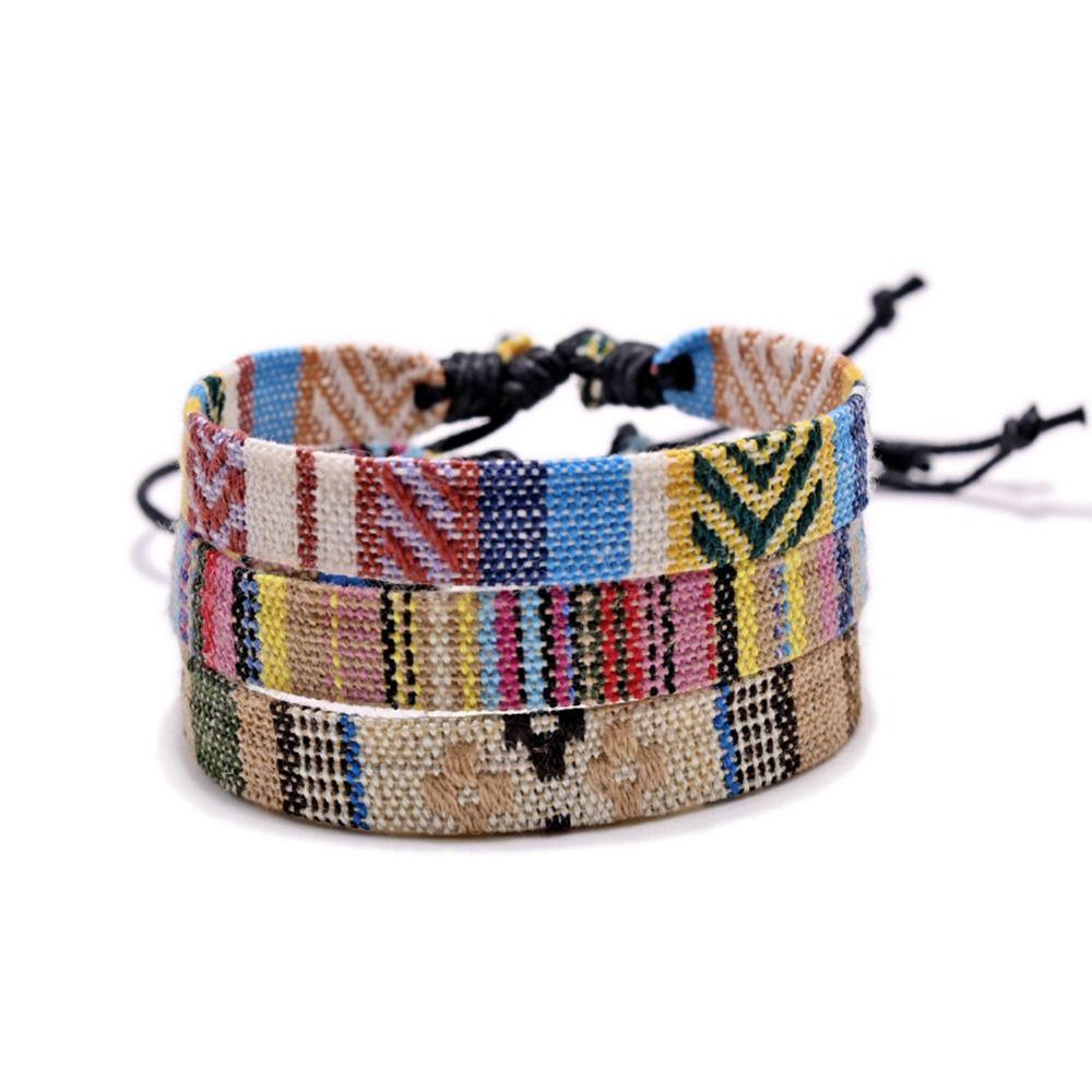 Ethnic Style Fabric Art Bracelet Cotton and Linen Webbing Hand Rope Fashion Braid Bracelets  Unisex