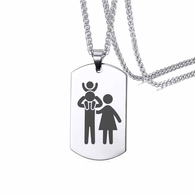 Vnox Stainless Steel ID Tag Necklaces Pendant Engrave Customized Logo Family Brother Men Jewelry