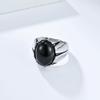 Европейское и американское ретро кольцо из титановой стали с тигровым глазом мужское овальное в форме яйца с черным драгоценным камнем