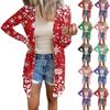 Long Sleeve Women Retro Printed Top Lightweight Basic Loose Jacket Cardigan Casual Shirts Christmas