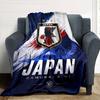 Blue Red Brush Stroke National Team Badge Print Flannel Throw Blanket, Soft Warm Cozy Bed Sofa Cover for Home Decor