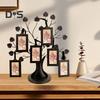 Family Tree Picture Frame Metal Tree Photo Frame Stand with 6 Ornamental 1.77" X 2.56"/2.17" X 3.15" Frames for Wall Table Decor