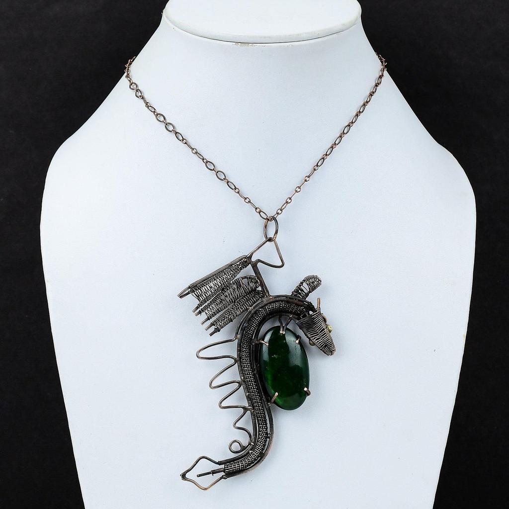 Зеленый огненный лабрадорит кулон медная проволока обернутый кулон ручной работы дракон кулон драгоценный камень медное ювелирное украшение кулон для женщин подарок для матери