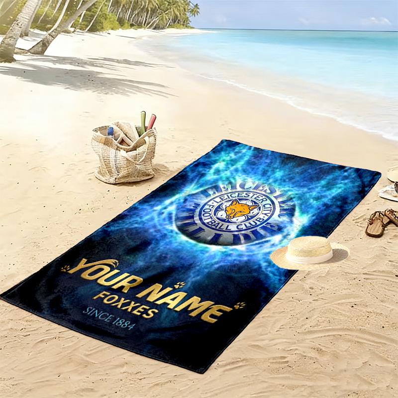 Name Custom Leicester City FC Print Beach Towel, Large Soft Quick Dry Towel for Beach Camping Swimming