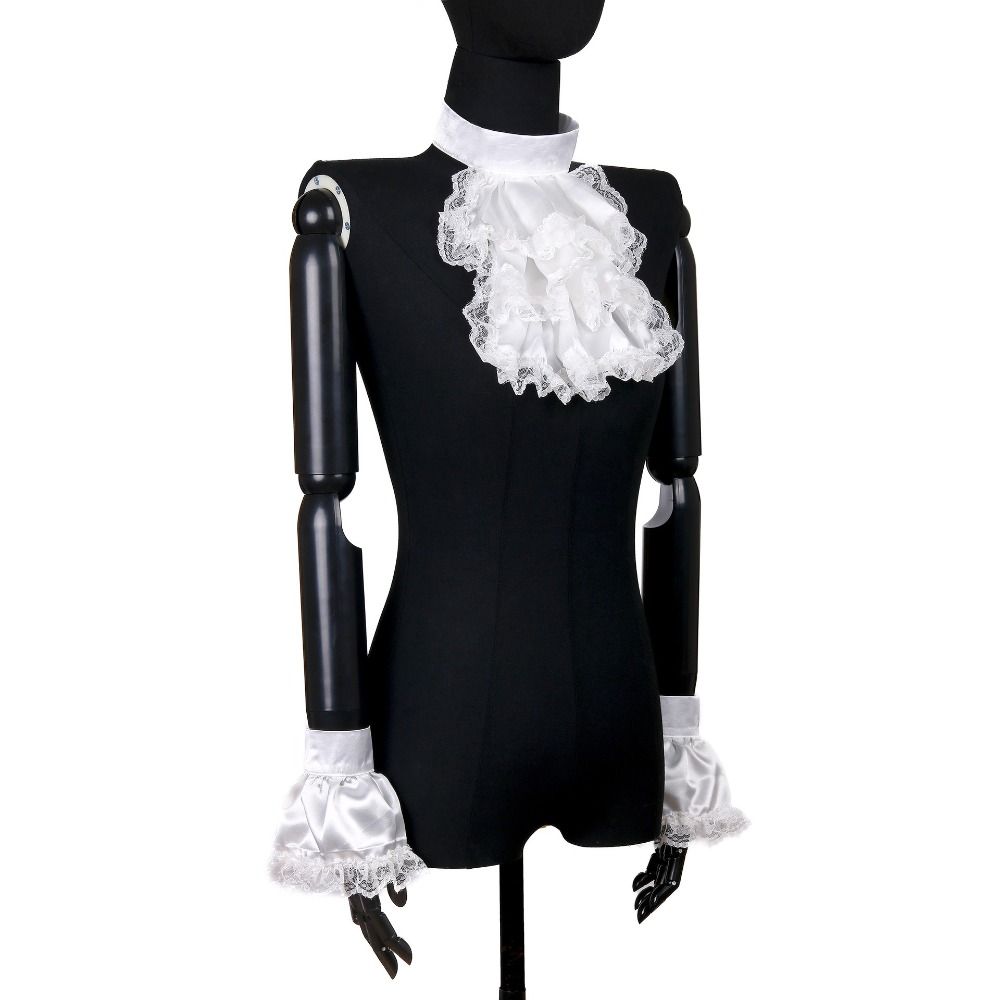 Ruffled Victorian Lace Jabot Victorian Style Collar Cuffs Set Accessory Set Cosplay Accessory